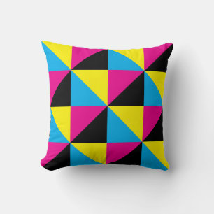 cyan magenta yellow black triangle game cushion