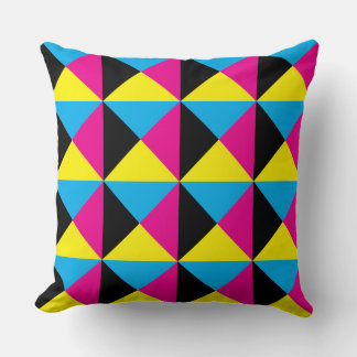cyan magenta yellow black triangle game cushion