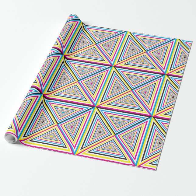 cyan magenta yellow black triangle wrapping paper (Unrolled)