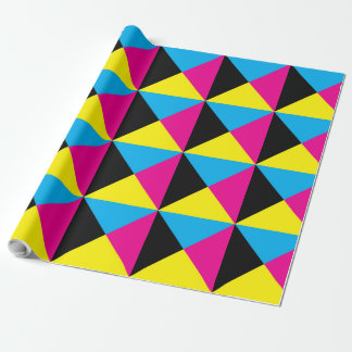 cyan magenta yellow black triangle wrapping paper