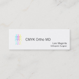 Cyan Magenta Yellow Letterpress Skeletons Mini Business Card