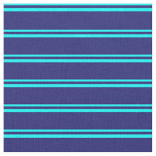 Cyan & Midnight Blue Coloured Lines Pattern Fabric