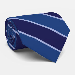 Cyan Navy Periwinkle Steel Blue Diagonal Stripes Tie