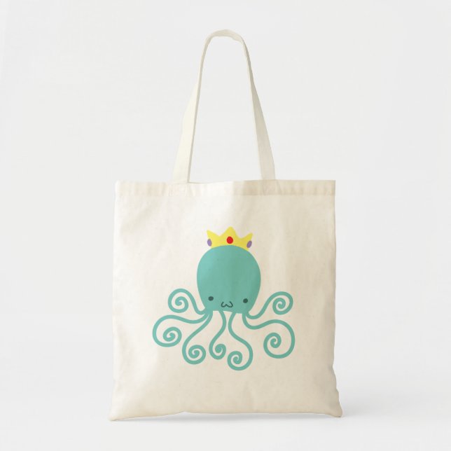 Cyan Octopus Princess Tote Bag (Front)