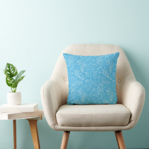 Cyan paisley pattern cushion