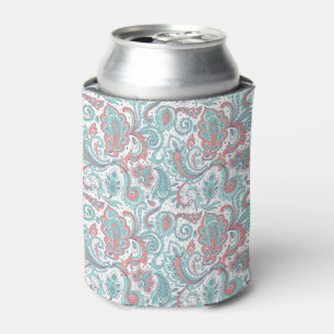 Cyan pink beautiful vintage ornamental pattern can cooler