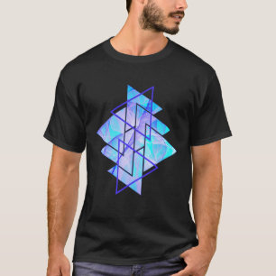 Cyan Pink Blue Smoke Modern Geometry Pattern T-Shirt