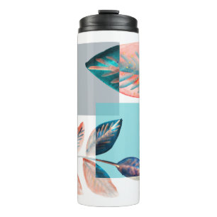 Cyan Red Leaf Thermal Tumbler