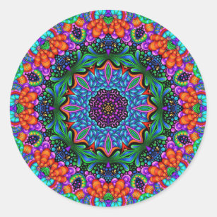 Cyan & Sapphire Kaleidoscope Mandala Stickers