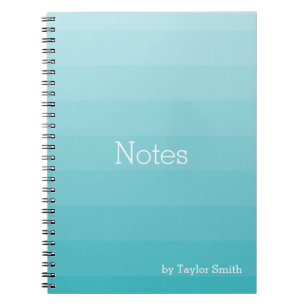 Cyan Shades of Blue Horizontal Stripes Youthful Notebook