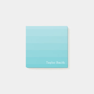 Cyan Shades of Blue Horizontal Stripes Youthful Post-it Notes