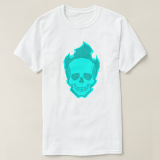 Cyan Skull Graphic T-Shirt – Neon Minimal Skull De