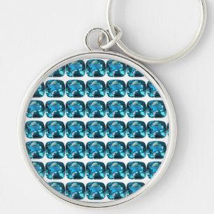 Cyan Sky Blue Key Ring