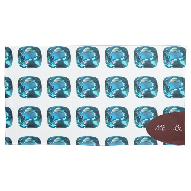 Cyan Sky Blue Pillowcase (Front-Left)