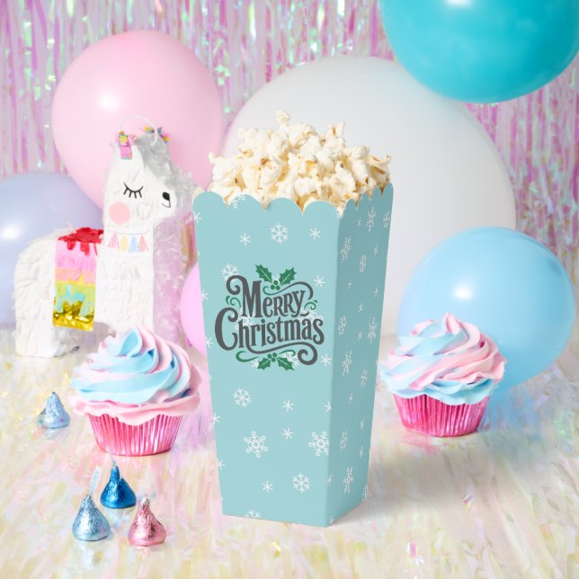 Cyan Snowflake Pattern Holiday Favour Box (Party)