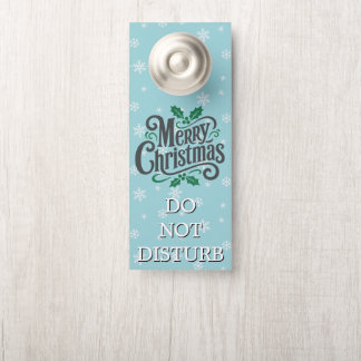 Cyan Snowflake Pattern Holiday Personalised Door Hanger