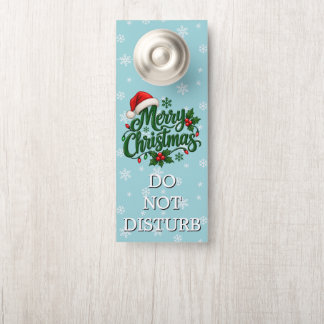 Cyan Snowflake Pattern Holiday Personalised Door Hanger