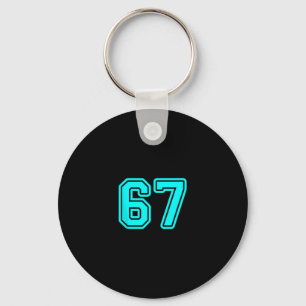 Cyan Sports Team Number #67 Tank Top Key Ring
