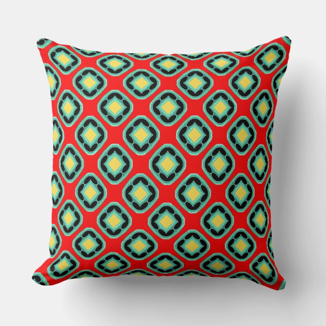 Cyan Squares of Round Corners  Cushion (Front)