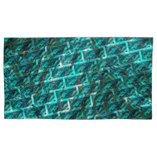 Cyan stained, grazed, grating or different brick pillowcase