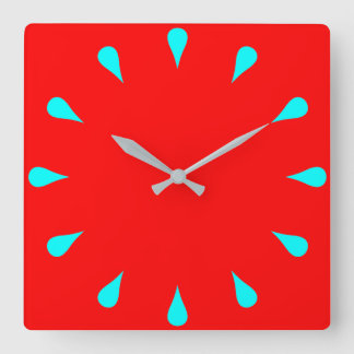 Cyan teardrops square wall clock