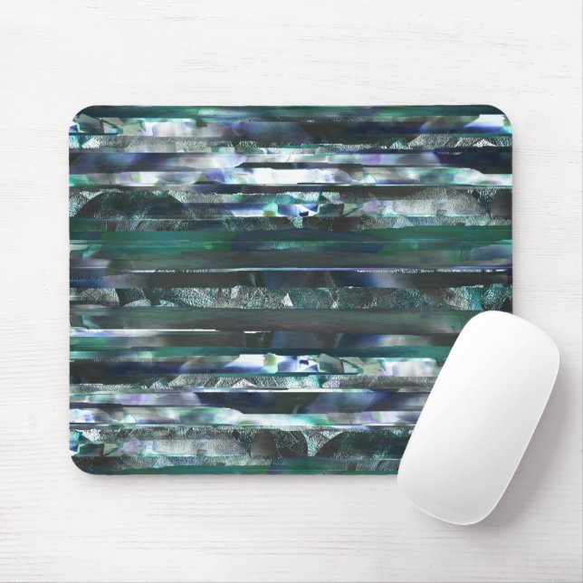 Cyan torn stripes of smeared and grainy textures  mouse mat (With Mouse)