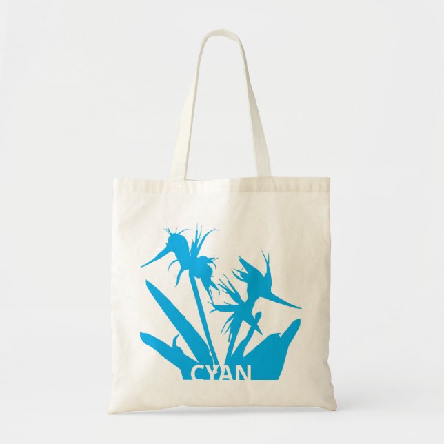CYAN - Tote bag with Flower of paradise in calypso (Front)