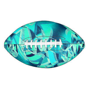 Cyan tracks with drizzles on aquamarine background american football