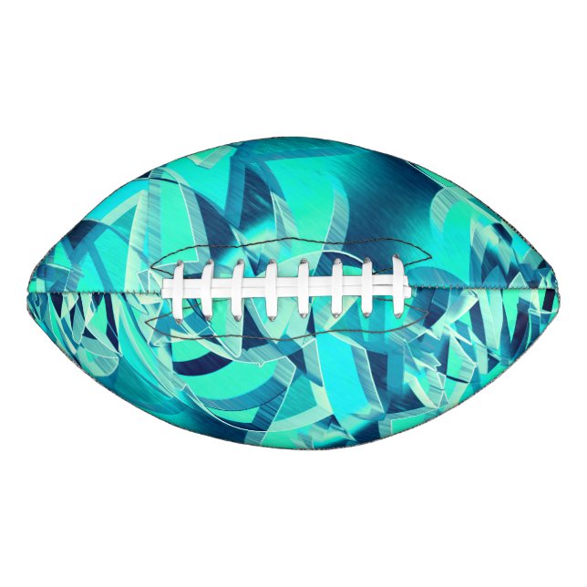 Cyan tracks with drizzles on aquamarine background american football (Front)