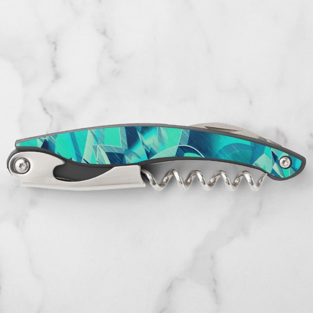 Cyan tracks with drizzles on aquamarine background corkscrew (Front)