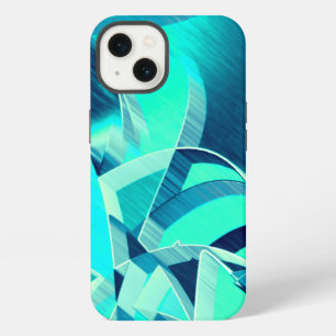 Cyan tracks with drizzles on aquamarine background iPhone 13 case