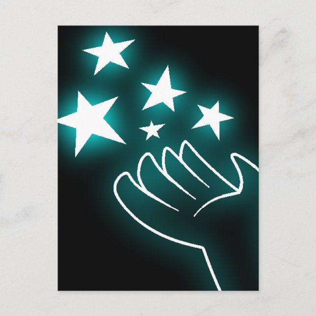 Cyan Twinkle Hand Postcard (Front)