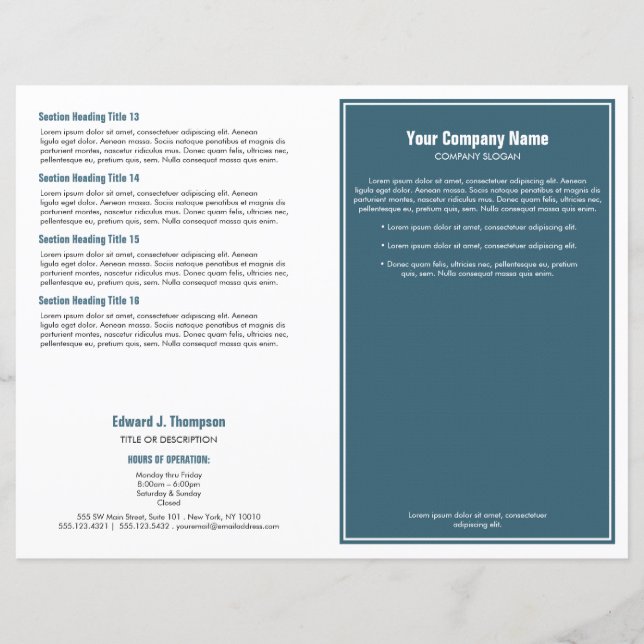Cyan White Simple Border Brochure (Front)