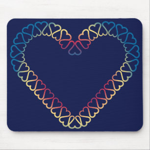 cyan yellow red  heart on mouse pad