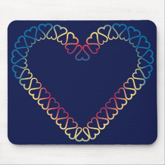cyan yellow red heart on mouse pad