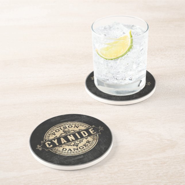 Cyanide Vintage Style Poison Label Coaster (Side)