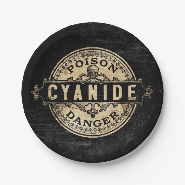 Cyanide Vintage Style Poison Label Paper Plate (Front)