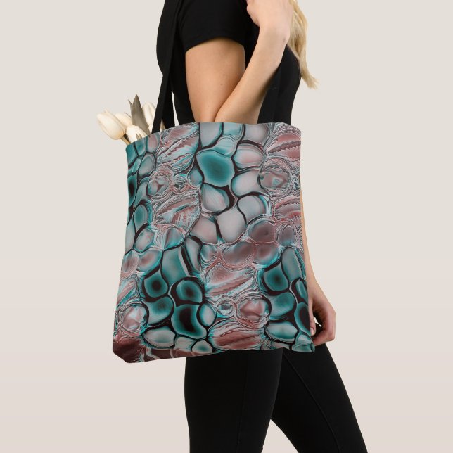 Cyanish to copper cells with soft light reflection tote bag (Close Up)