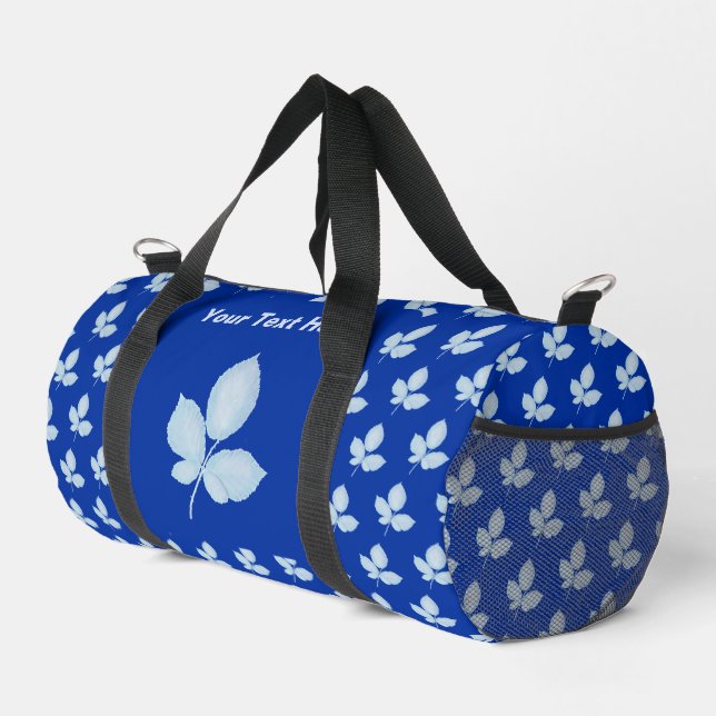 Cyano Print Bramble Leaves Duffle Bag (Right Corner)