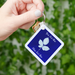 Cyano Print Bramble Leaves Key Ring