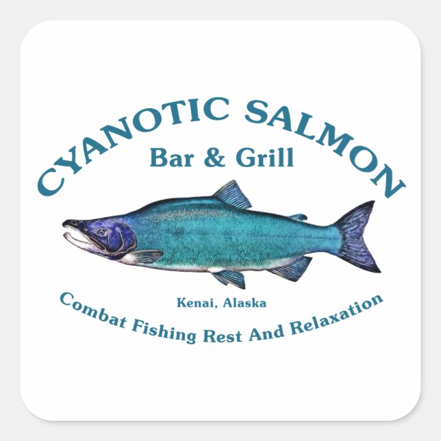 Cyanotic Salmon Bar & Grill Square Sticker (Front)