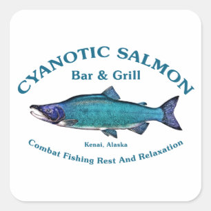 Cyanotic Salmon Bar & Grill Square Sticker