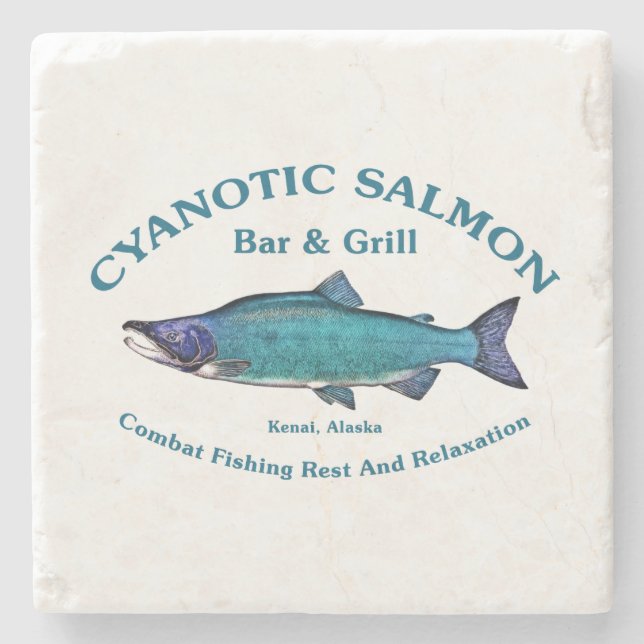 Cyanotic Salmon Bar & Grill Stone Coaster (Front)