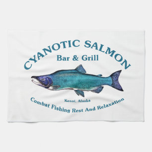 Cyanotic Salmon Bar & Grill Tea Towel