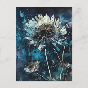 cyanotype alcohol ink watercolor Florals Postcard