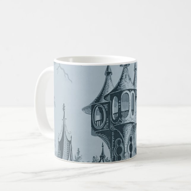 Cyanotype Blue Castle Turret Coffee Mug (Front Left)