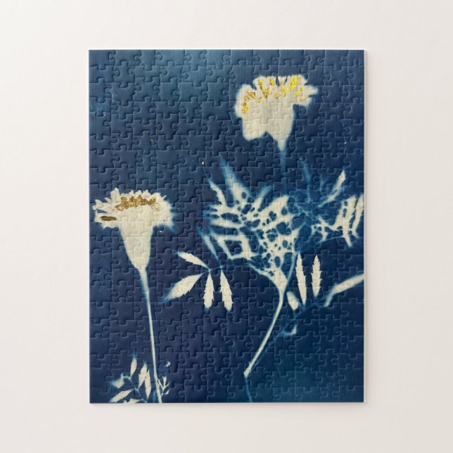Cyanotype Marigold Puzzle (Vertical)