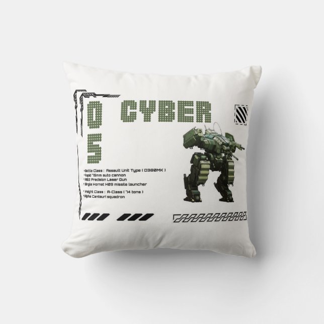 Cyber 05 Mech Robot Design Cushion (Front)