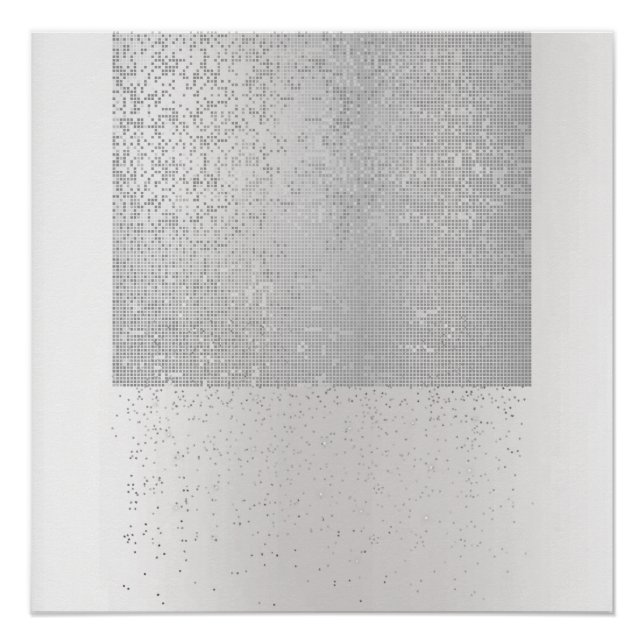 Cyber Binary Minimal Monochromatic Silver Gray Lux Poster (Front)