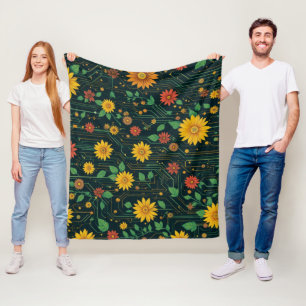 Cyber Bloom Fleece Blanket